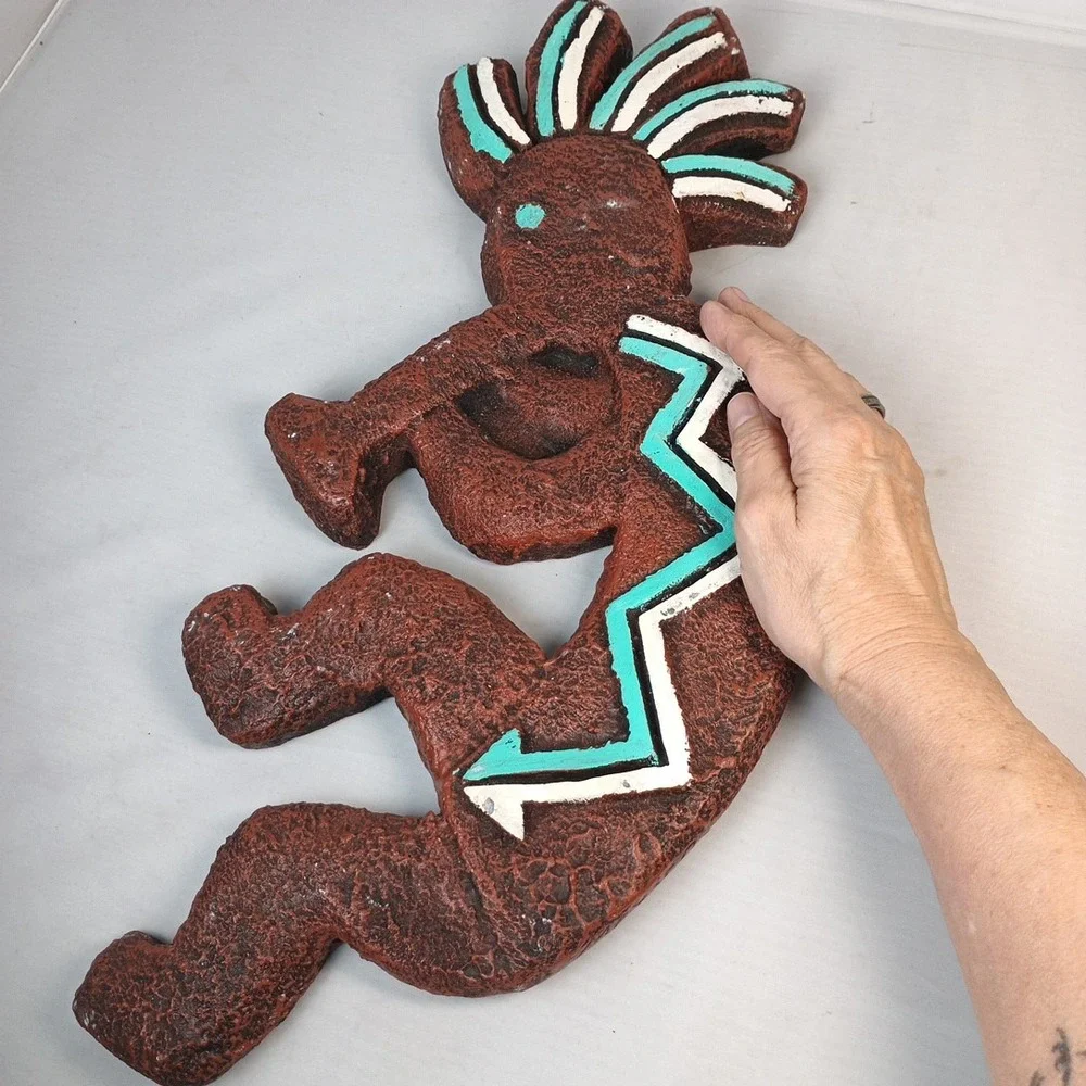 Large Kokopelli Folk Art Good Luck Fortune Dancer Chalkware Wall Hang 18